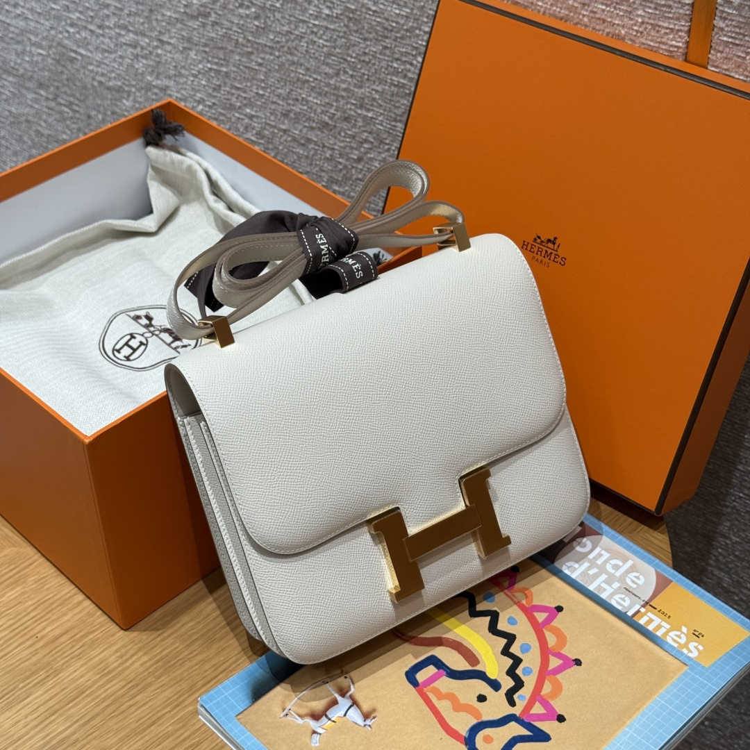 高仿Hermes*Constance24系列H080170EP10奶昔白牛皮金扣純手工