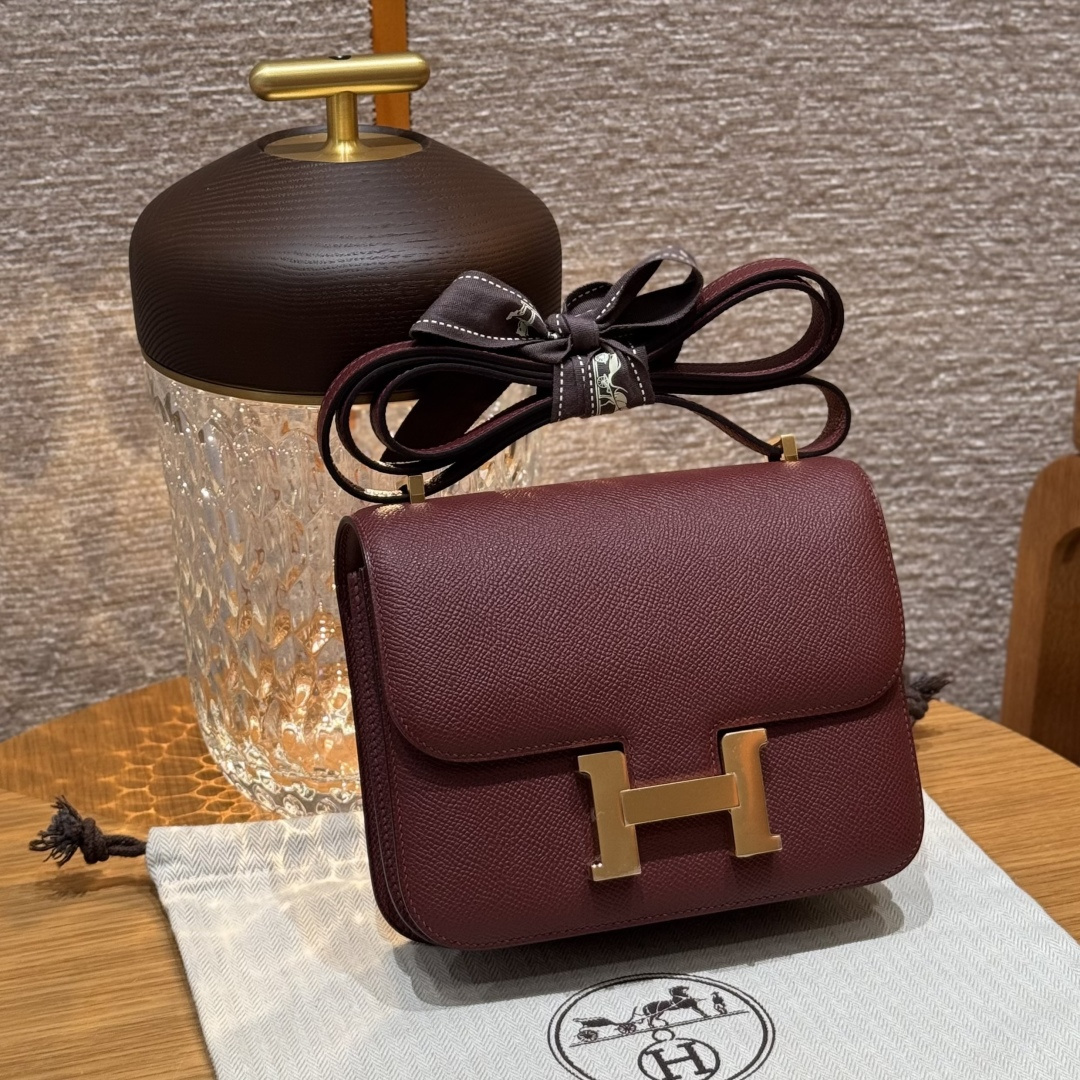 高仿Hermes*Constance19系列H080169EP55愛馬仕紅牛皮金扣純手工