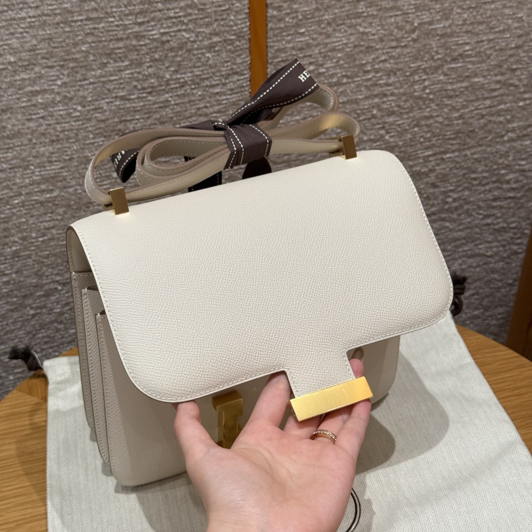 高仿Hermes*Constance24系列H080170EP10奶昔白牛皮金扣純手工