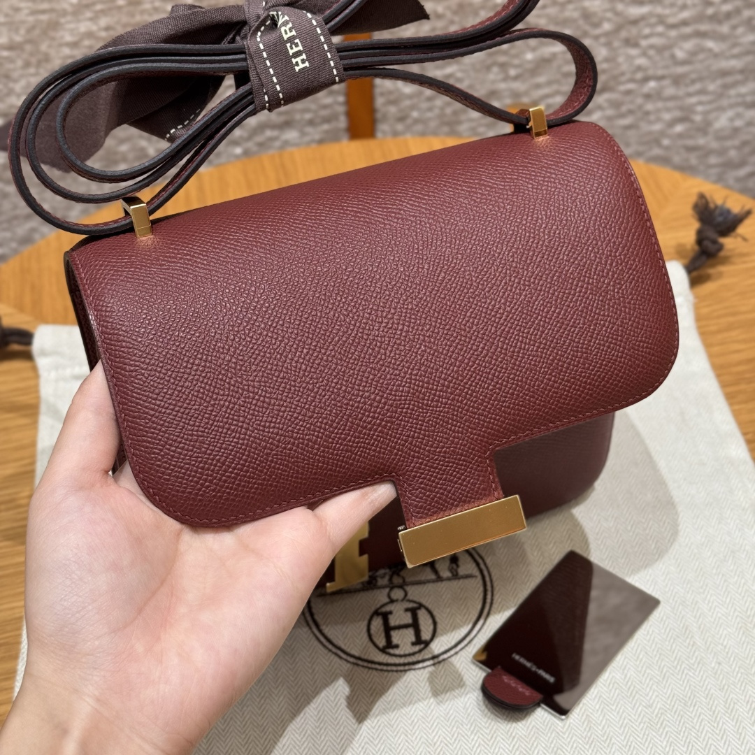 高仿Hermes*Constance19系列H080169EP55愛馬仕紅牛皮金扣純手工