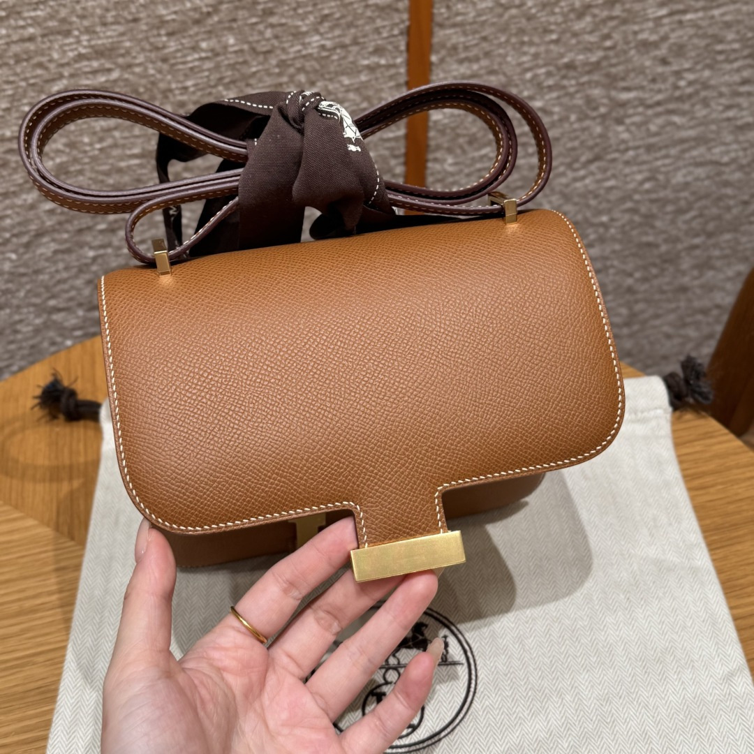 高仿Hermes*Constance19系列H080169EP37金棕色牛皮金扣純手工