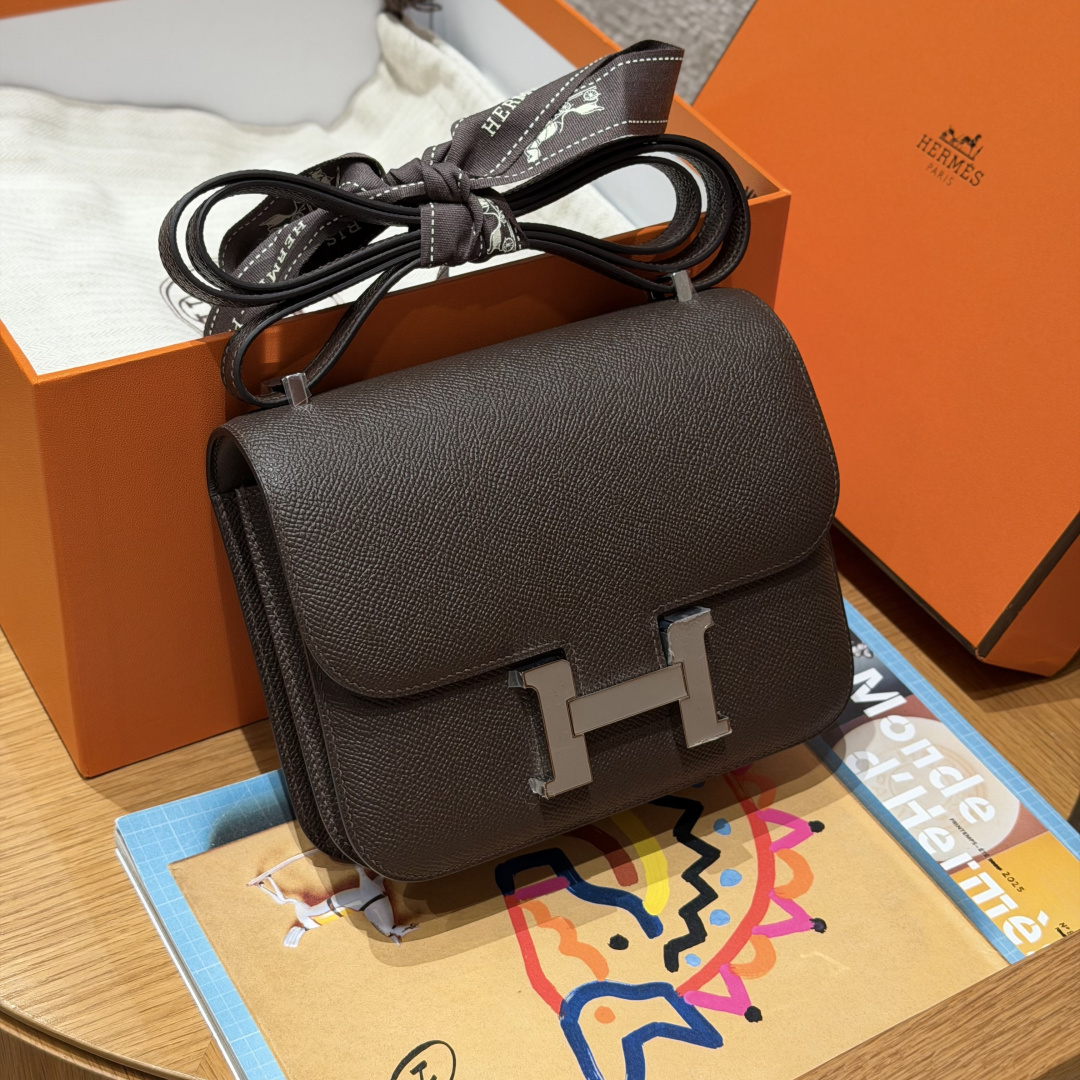 高仿Hermes*Constance19系列H080169EP4C樹皮色牛皮銀扣純手工