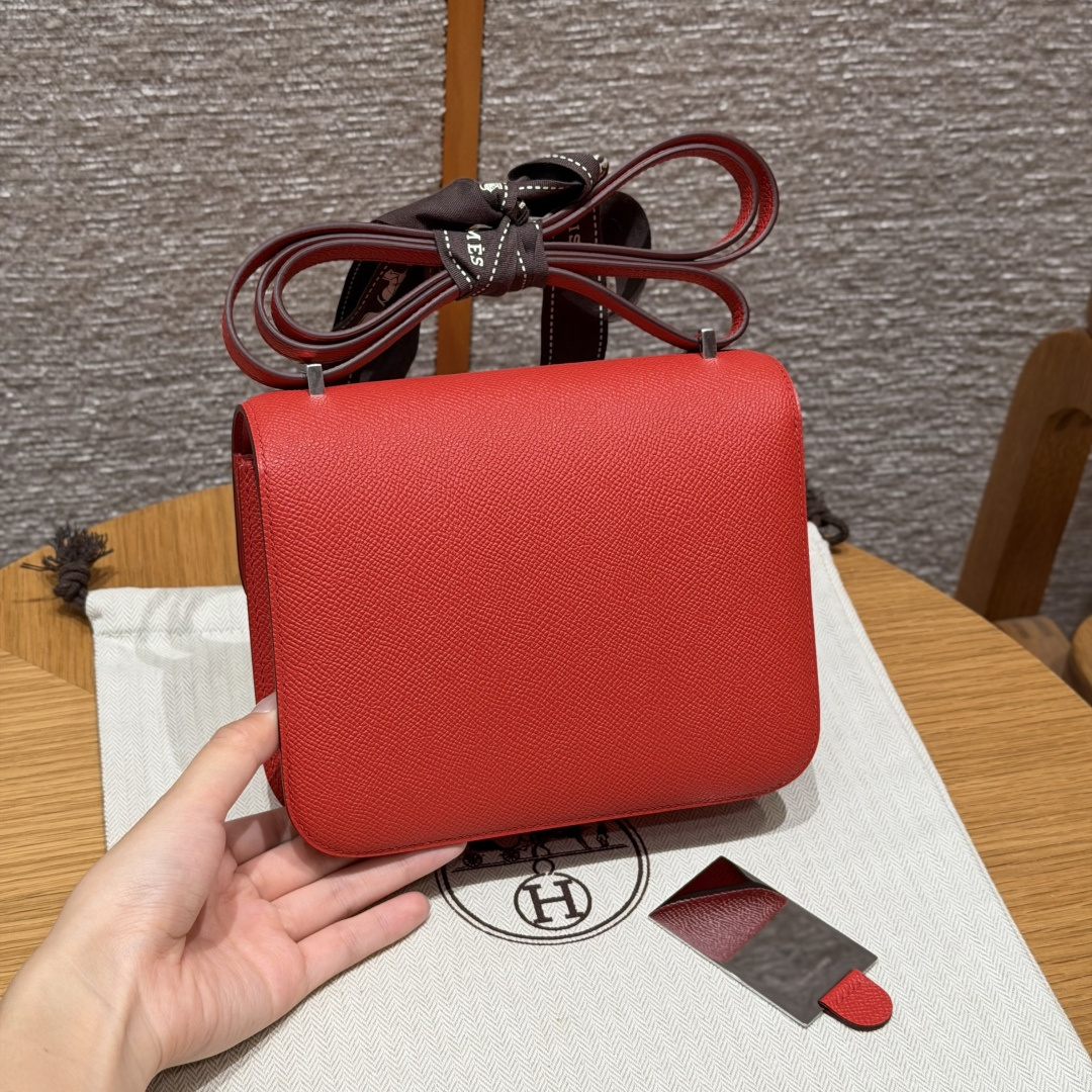 高仿Hermes*Constance19系列H080169EPS3心紅色牛皮粉扣純手工