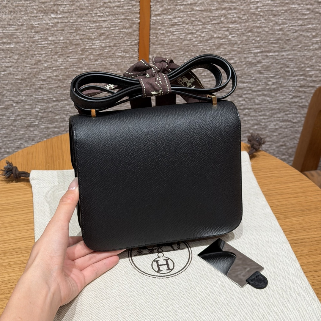 高仿Hermes*Constance19系列H080169EP89黑色牛皮金扣純手工