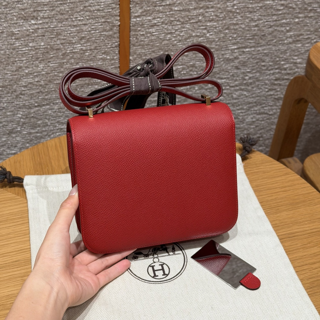 高仿Hermes*Constance19系列H080169EPQ5中國紅牛皮金扣純手工