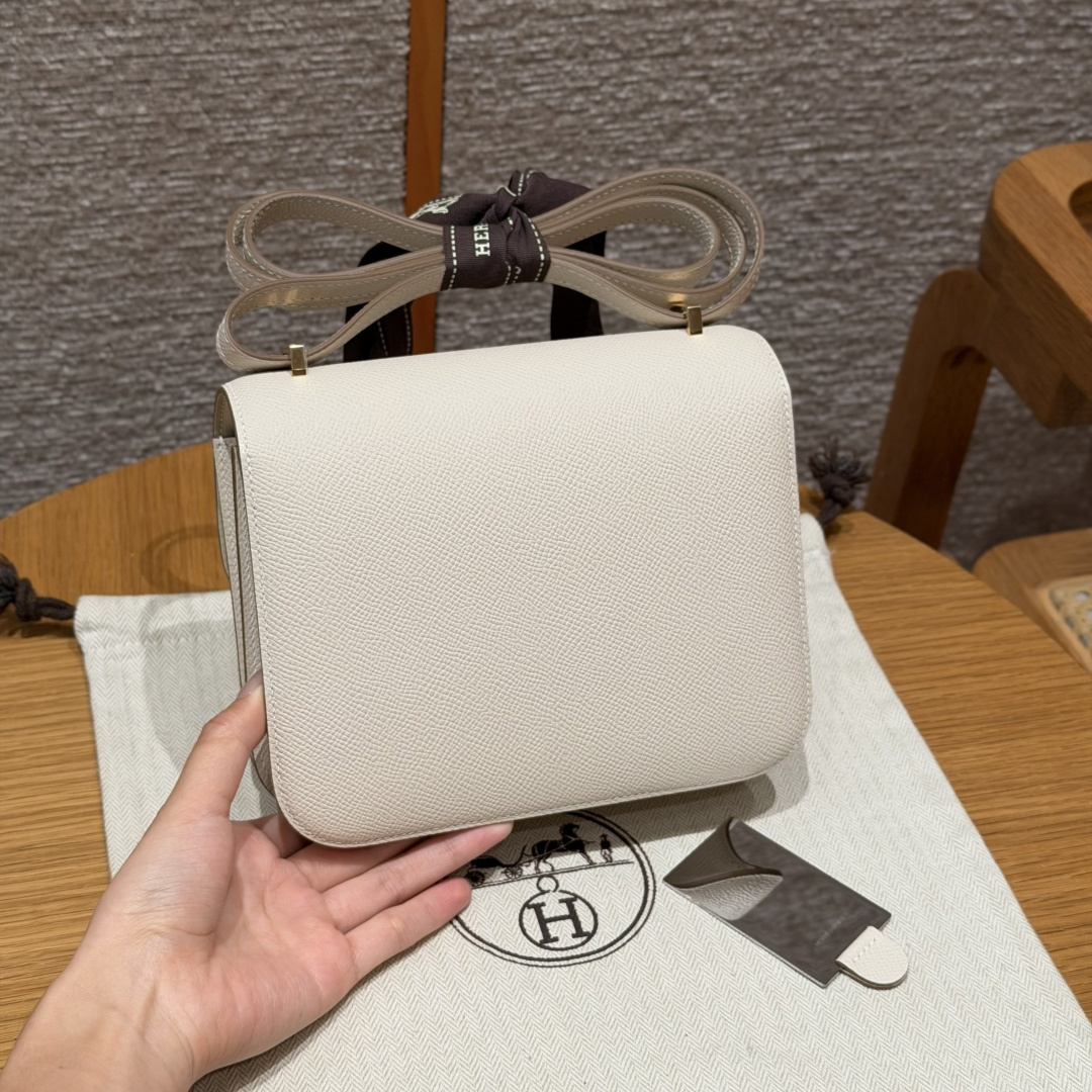 高仿Hermes*Constance19系列H080169EP10奶昔白牛皮金扣純手工