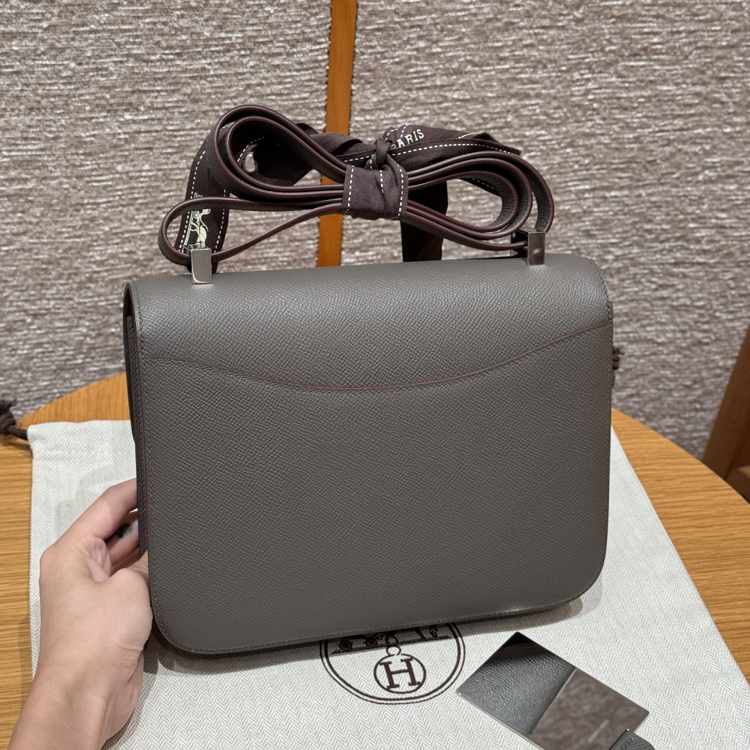 高仿Hermes*Constance24系列H080170EP8F錫器灰牛皮銀扣純手工