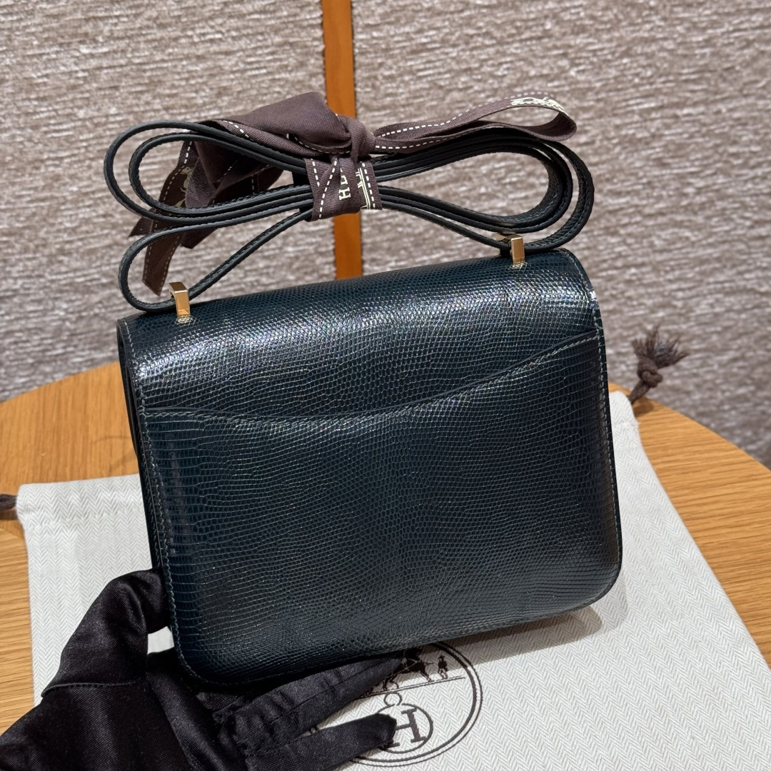 高仿Hermes*Constance19系列H080169LZ60松柏綠蜥蜴皮金扣純手工