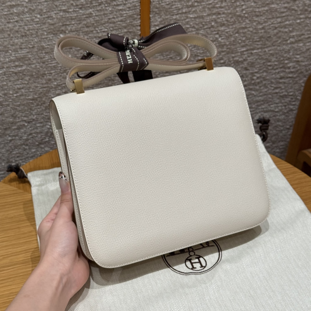 高仿Hermes*Constance24系列H080170EP10奶昔白牛皮金扣純手工
