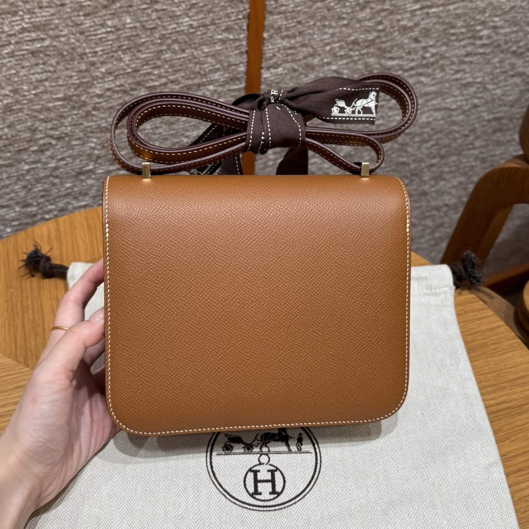 高仿Hermes*Constance19系列H080169EP37金棕色牛皮金扣純手工