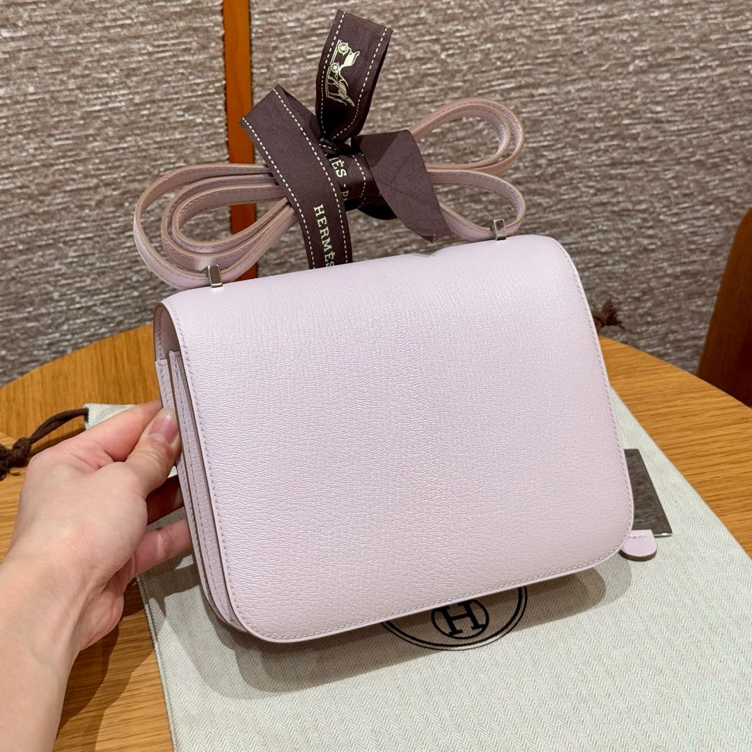 高仿Hermes*Constance19系列H080169CA09夢幻紫山羊皮銀扣純手工