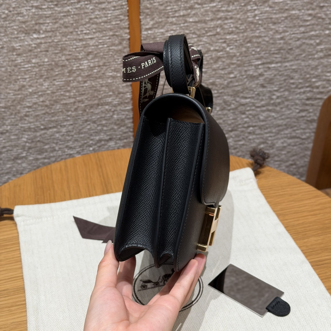 高仿Hermes*Constance19系列H080169EP89黑色牛皮金扣純手工