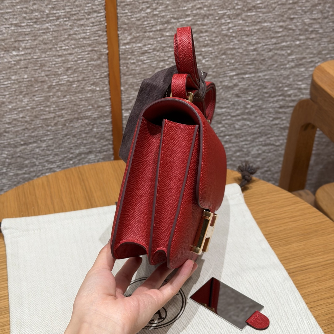 高仿Hermes*Constance19系列H080169EPQ5中國紅牛皮金扣純手工