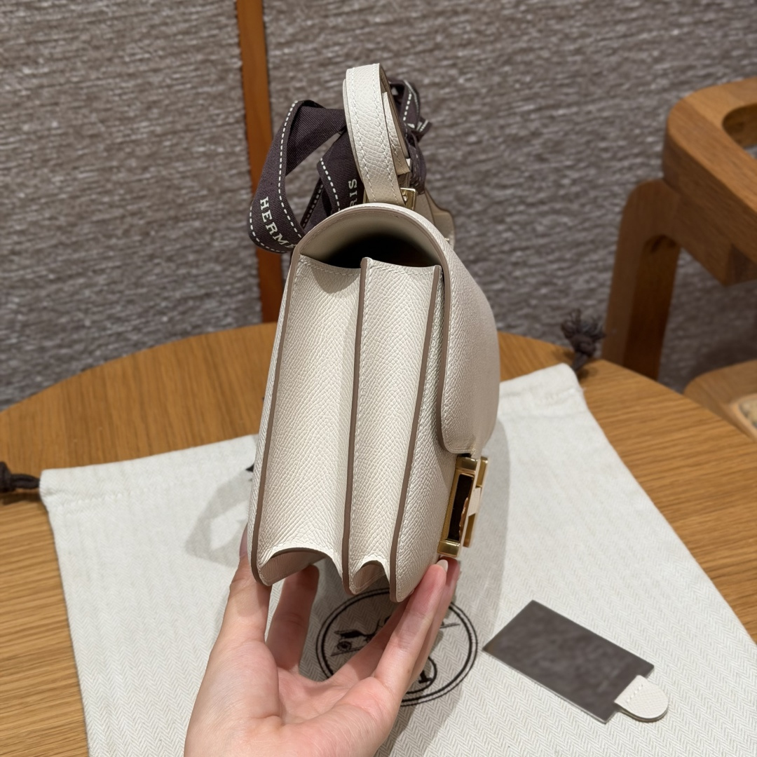 高仿Hermes*Constance19系列H080169EP10奶昔白牛皮金扣純手工
