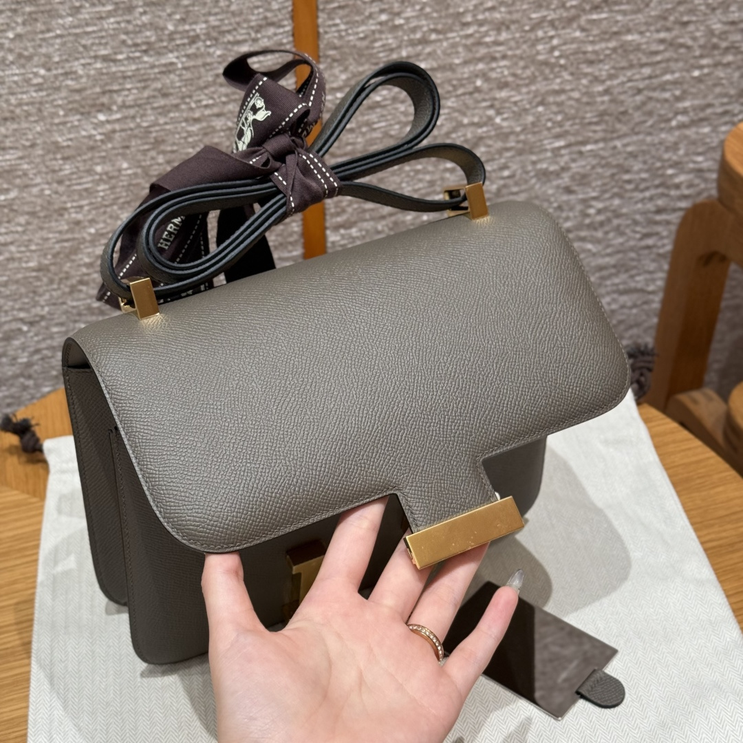 高仿Hermes*Constance24系列H080170EP8F錫器灰牛皮金扣純手工
