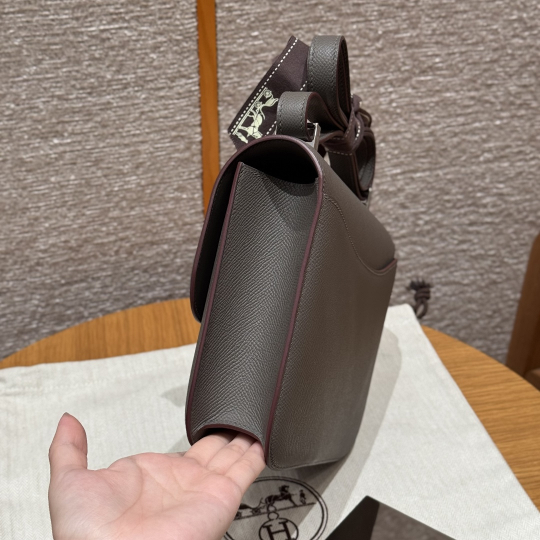 高仿Hermes*Constance24系列H080170EP8F錫器灰牛皮銀扣純手工