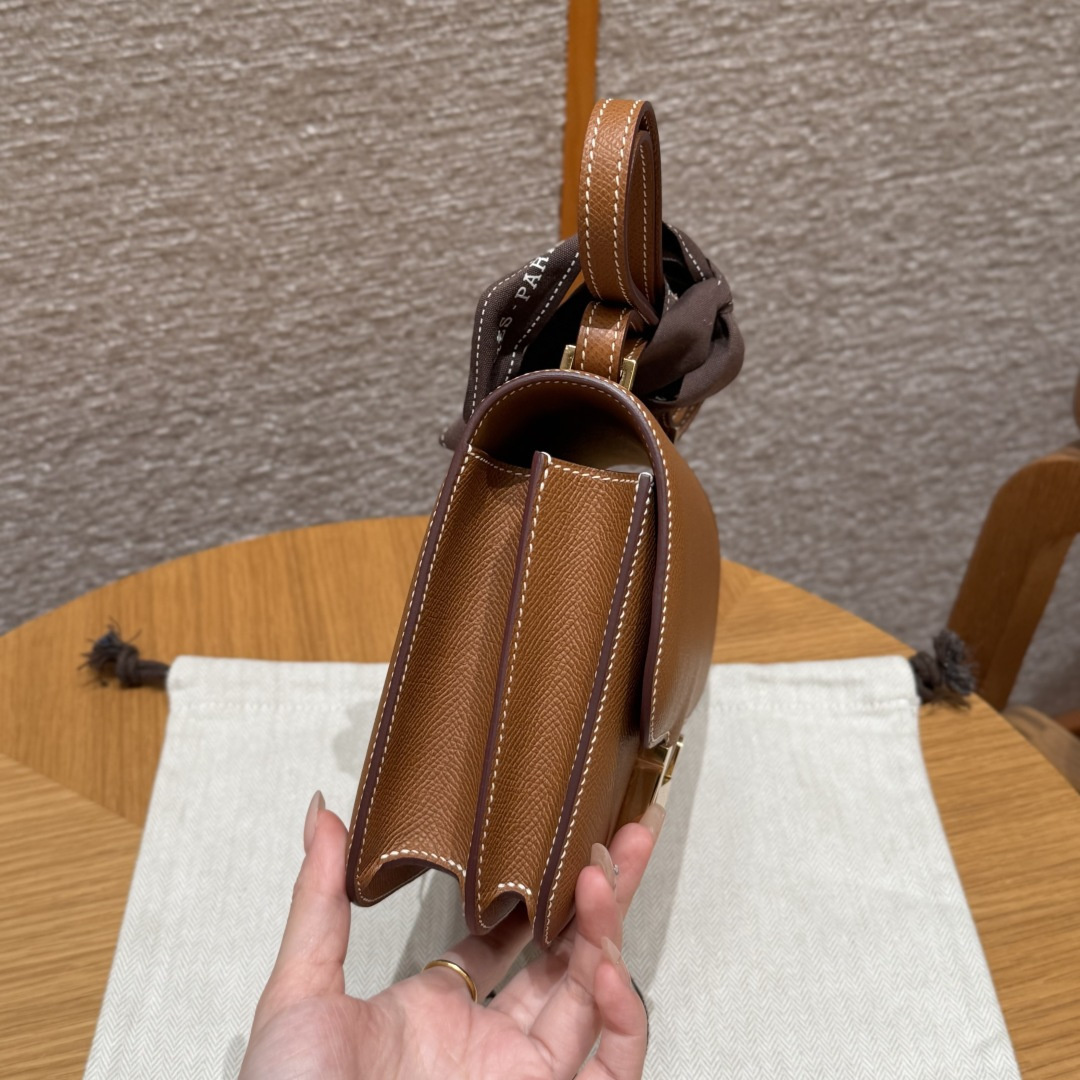 高仿Hermes*Constance19系列H080169EP37金棕色牛皮金扣純手工