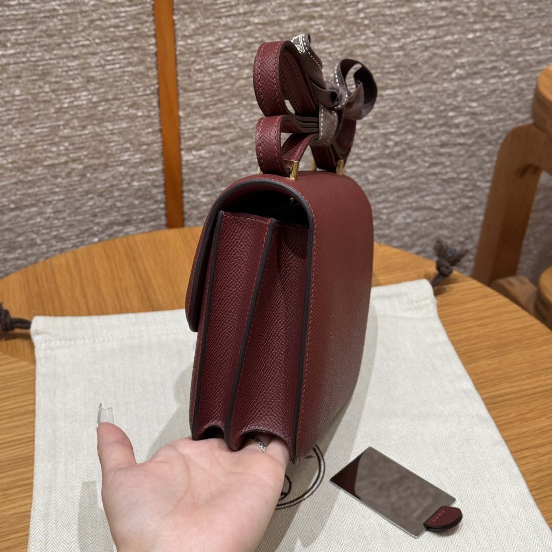 高仿Hermes*Constance19系列H080169EP55愛馬仕紅牛皮金扣純手工