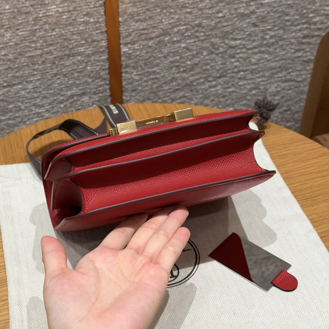 高仿Hermes*Constance19系列H080169EPQ5中國紅牛皮金扣純手工