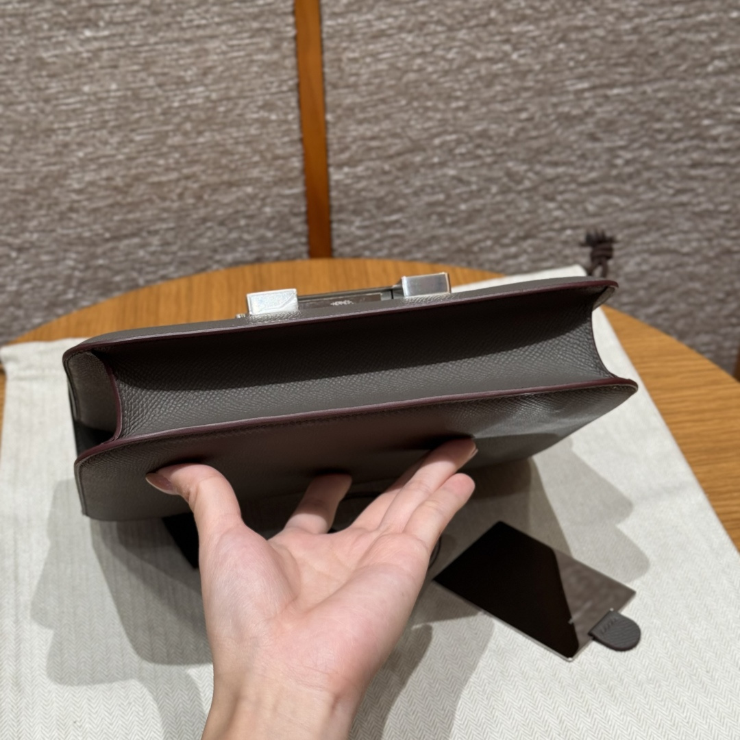 高仿Hermes*Constance24系列H080170EP8F錫器灰牛皮銀扣純手工