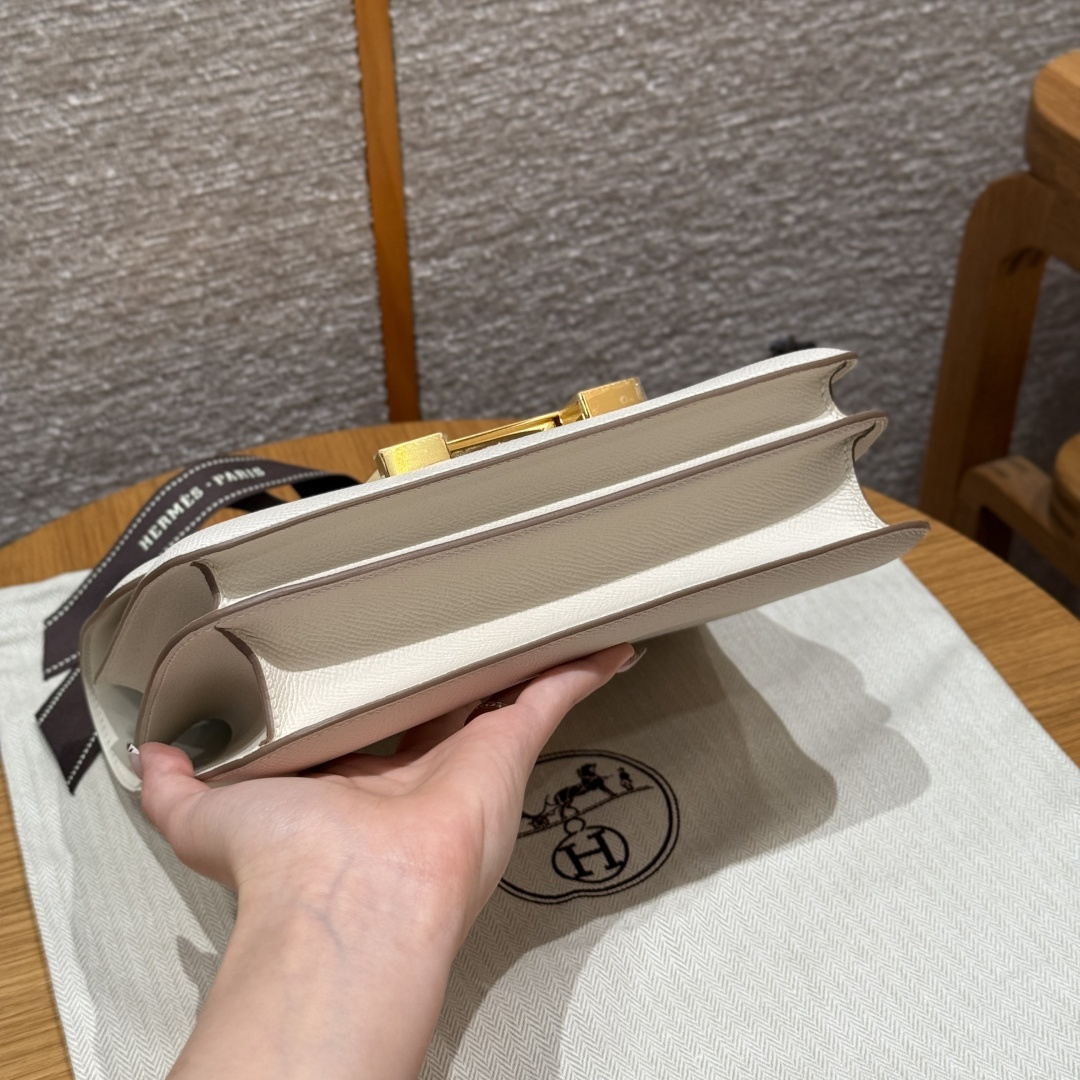 高仿Hermes*Constance24系列H080170EP10奶昔白牛皮金扣純手工