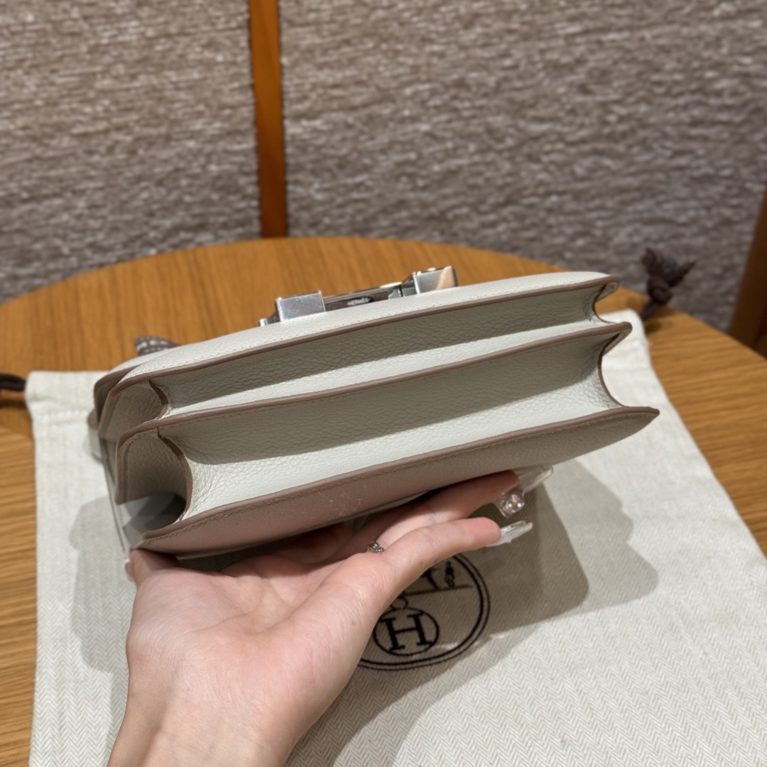 高仿Hermes*Constance19系列H080169EP80珍珠灰牛皮銀扣純手工