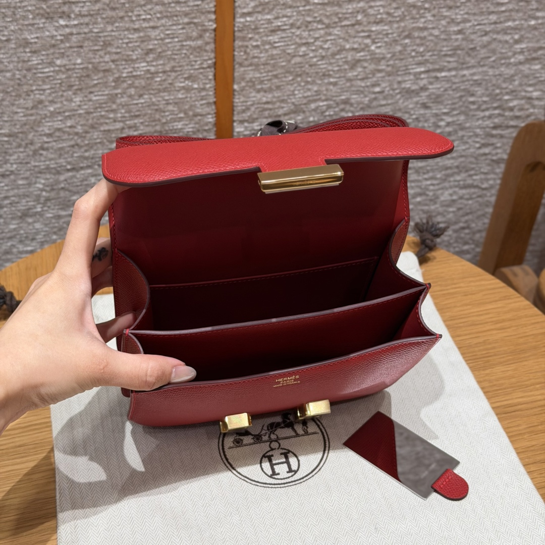 高仿Hermes*Constance19系列H080169EPQ5中國紅牛皮金扣純手工