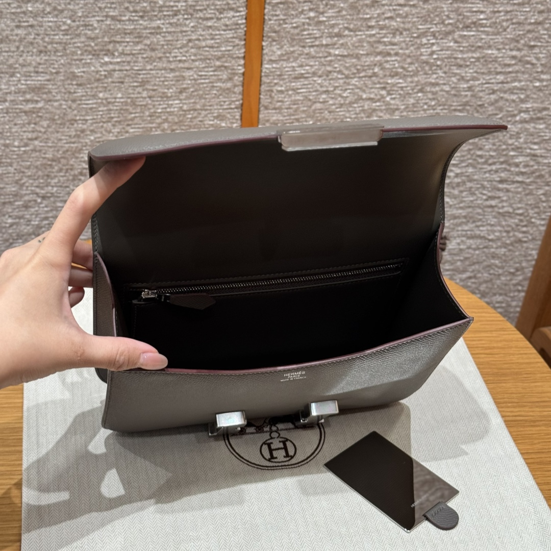 高仿Hermes*Constance24系列H080170EP8F錫器灰牛皮銀扣純手工
