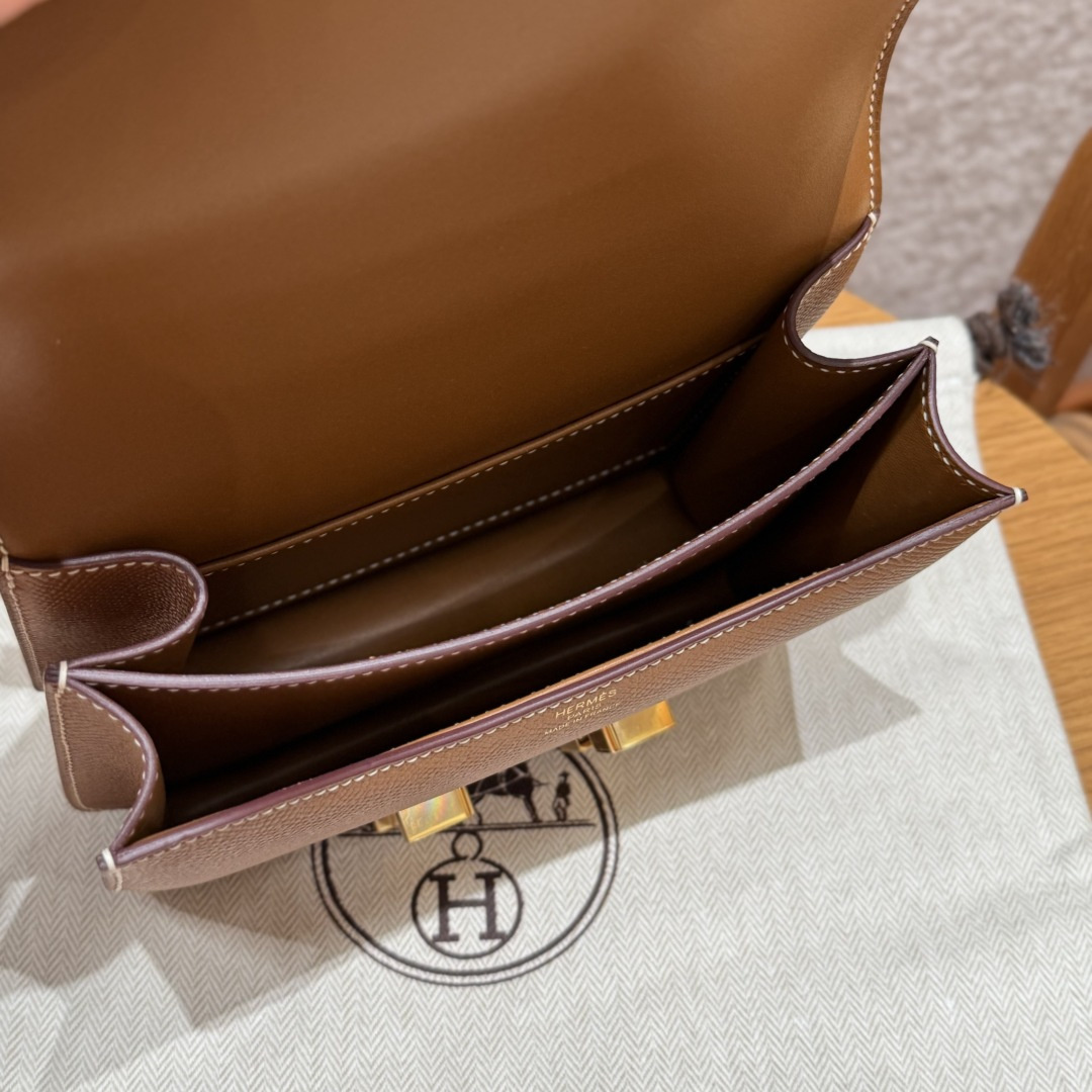 高仿Hermes*Constance19系列H080169EP37金棕色牛皮金扣純手工