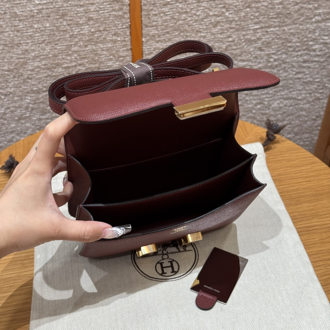 高仿Hermes*Constance19系列H080169EP55愛馬仕紅牛皮金扣純手工