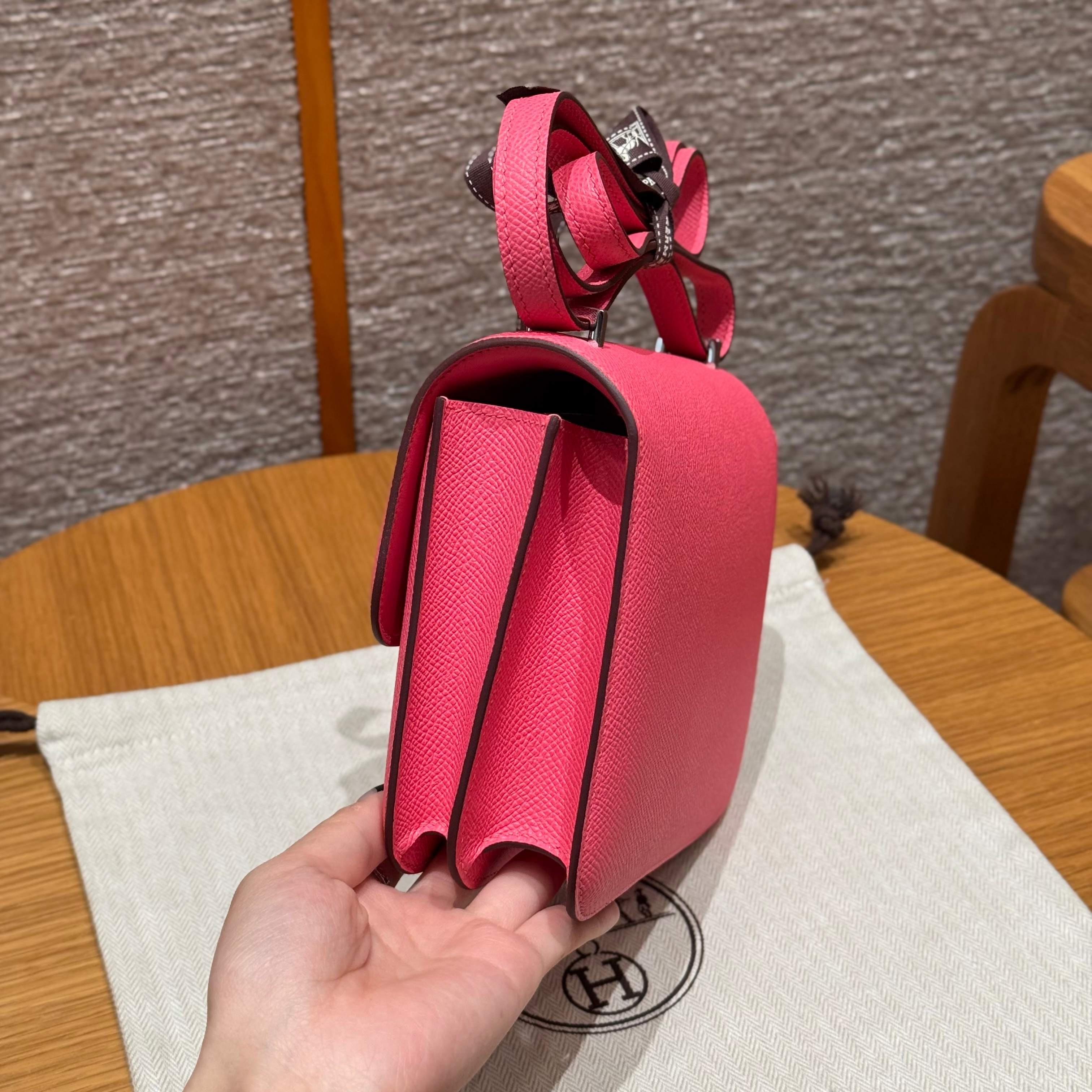 高仿Hermes*Constance19系列H080169EPU5唇膏粉牛皮銀扣純手工