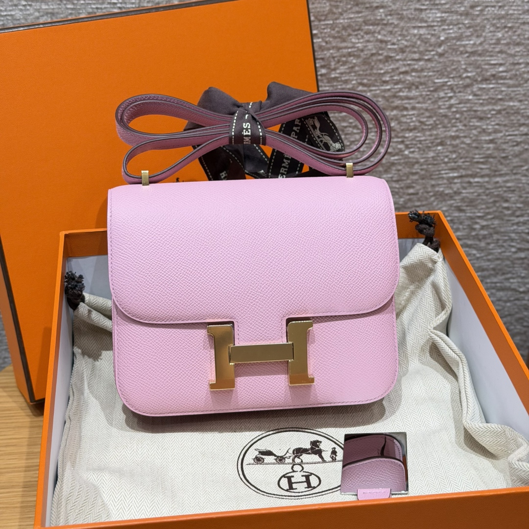 高仿Hermes*Constance19系列H080169EPX9錦葵紫牛皮金扣純手工