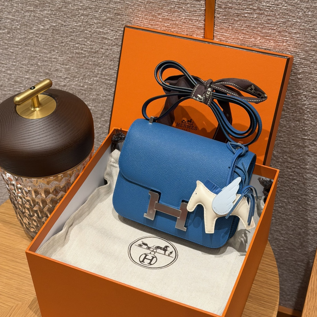 高仿Hermes*Constance19系列H080169EP71法國藍牛皮銀扣純手工