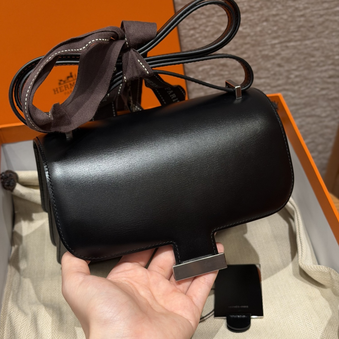 高仿Hermes*Constance19系列H080169BX89黑色牛皮銀扣純手工