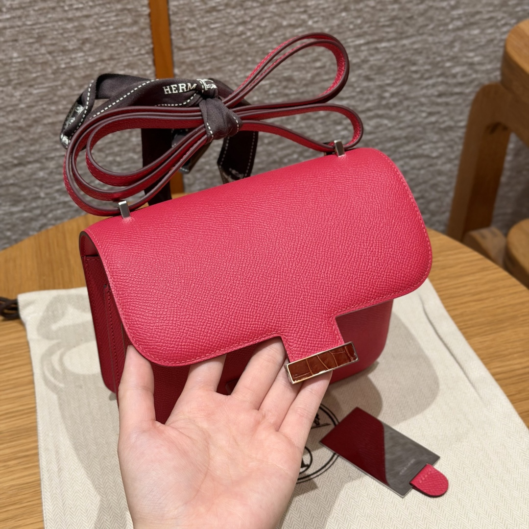 高仿Hermes*Constance19系列H080169EPI6極致粉牛皮銀扣純手工