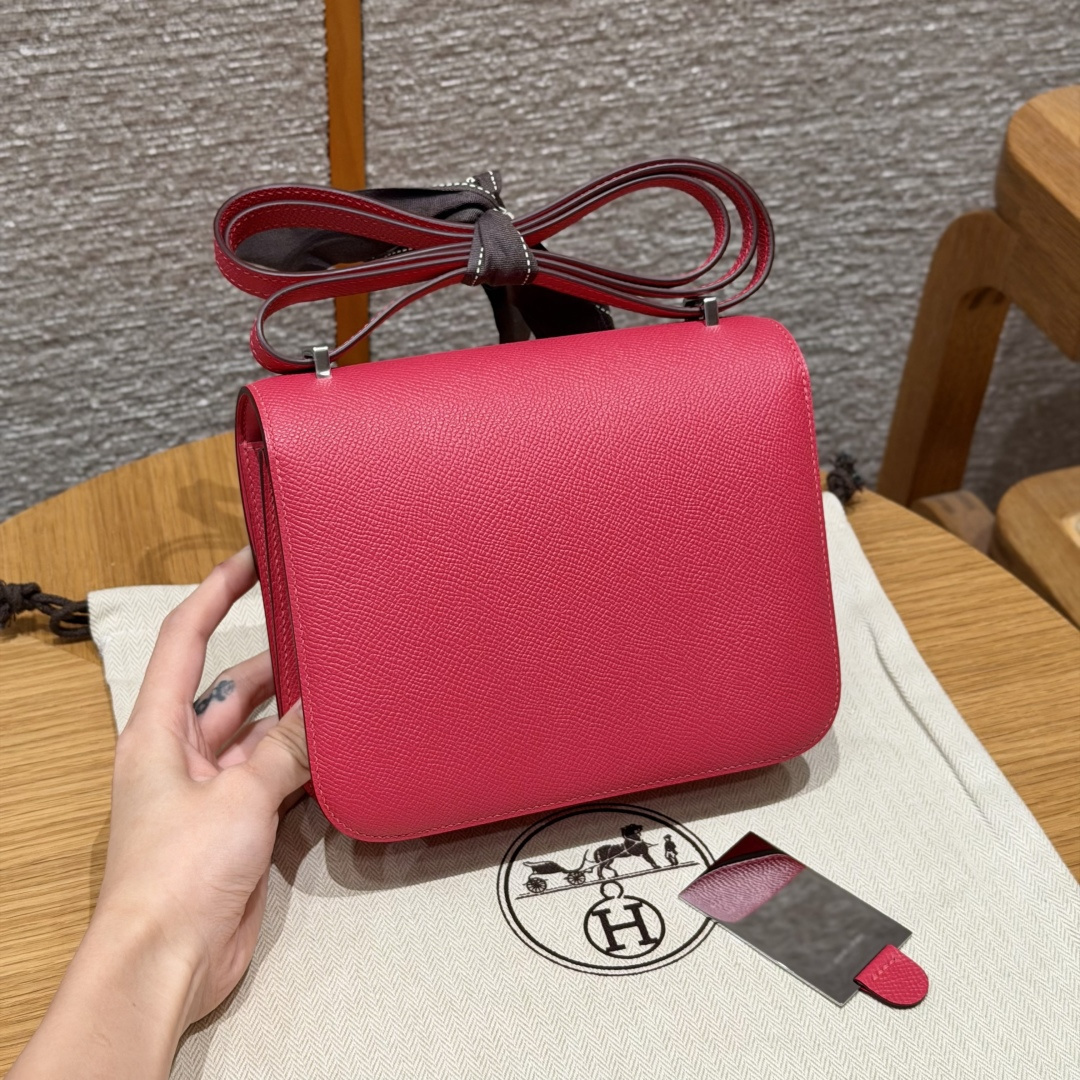 高仿Hermes*Constance19系列H080169EPI6極致粉牛皮銀扣純手工