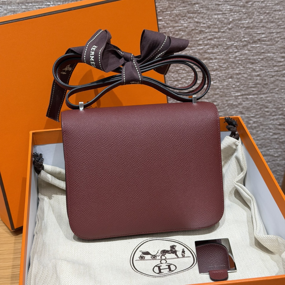 高仿Hermes*Constance19系列H080169EP55愛馬仕紅牛皮銀扣純手工