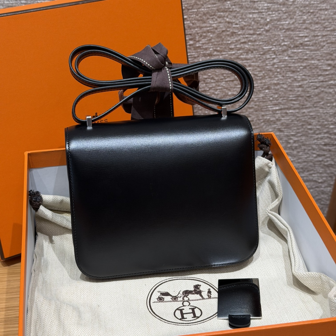 高仿Hermes*Constance19系列H080169BX89黑色牛皮銀扣純手工