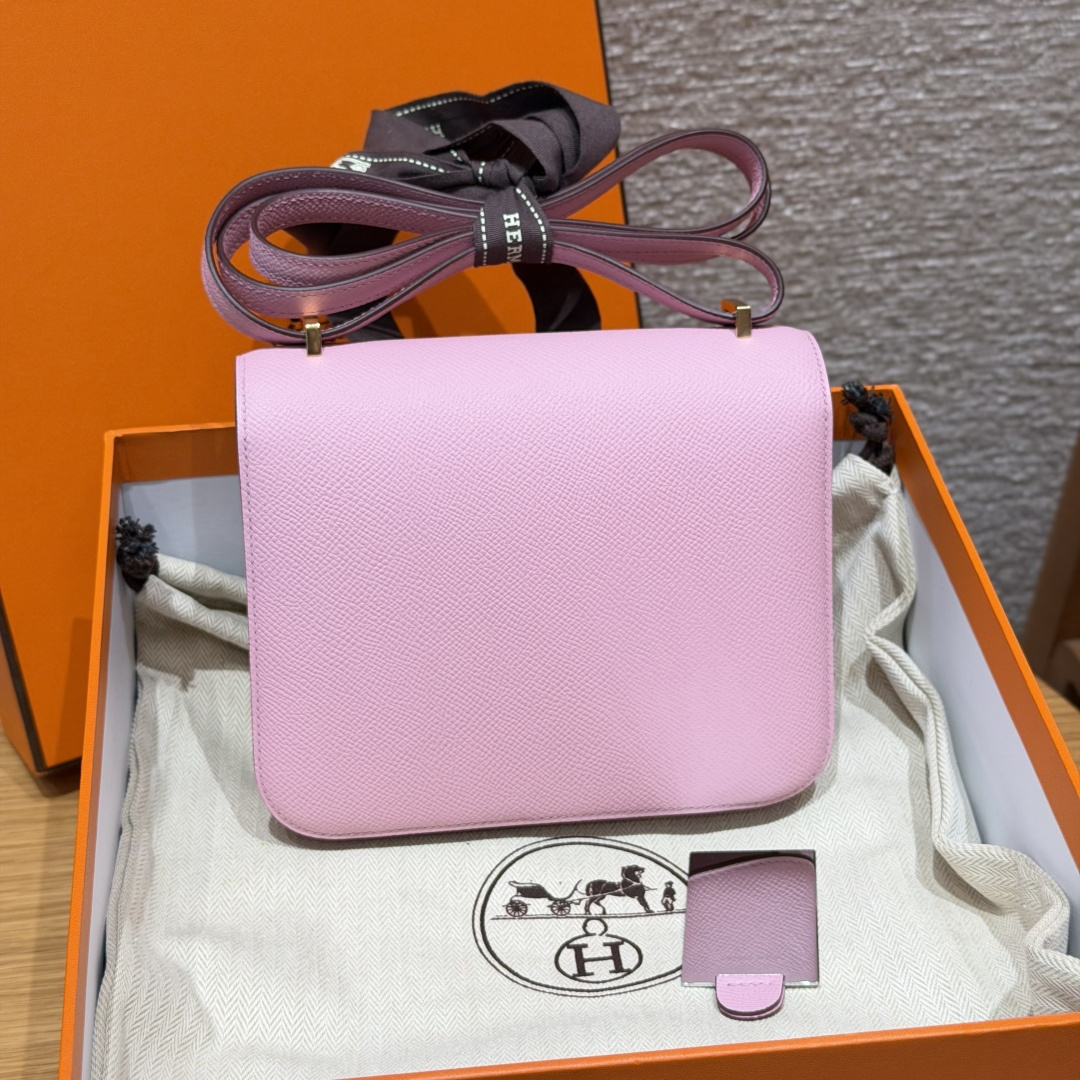 高仿Hermes*Constance19系列H080169EPX9錦葵紫牛皮金扣純手工