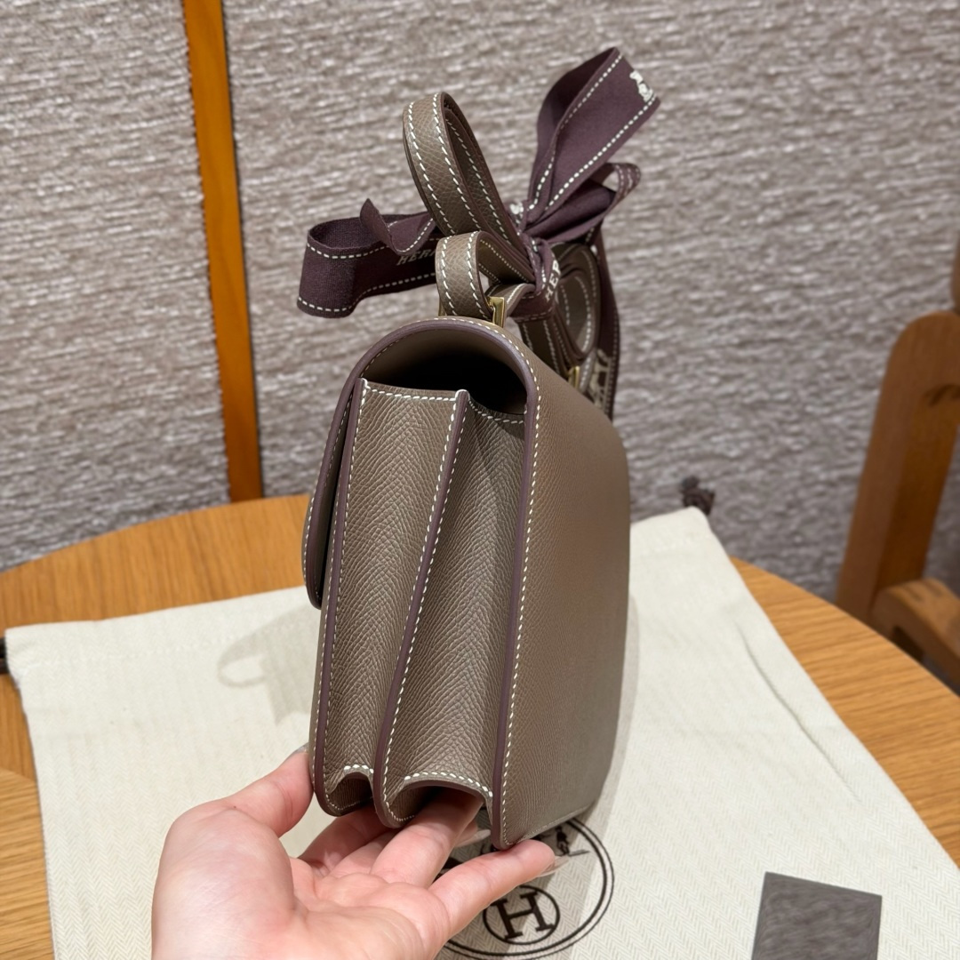 高仿Hermes*Constance19系列H080169EP18大象灰牛皮金扣純手工