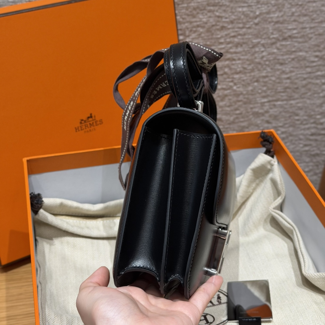 高仿Hermes*Constance19系列H080169BX89黑色牛皮銀扣純手工