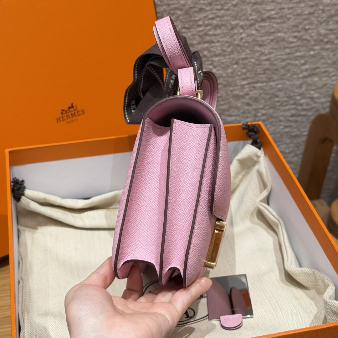 高仿Hermes*Constance19系列H080169EPX9錦葵紫牛皮金扣純手工