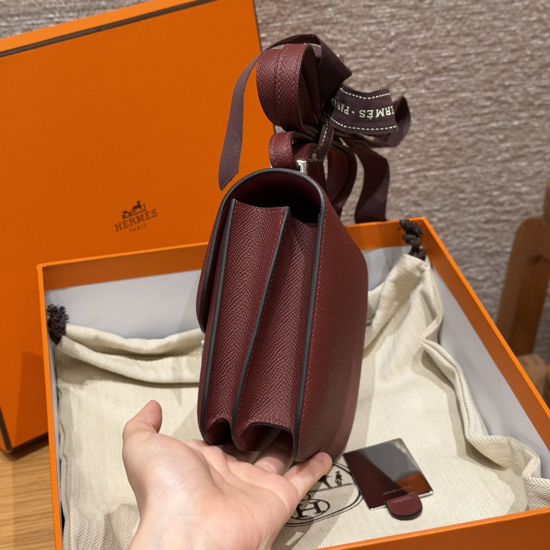 高仿Hermes*Constance19系列H080169EP55愛馬仕紅牛皮銀扣純手工