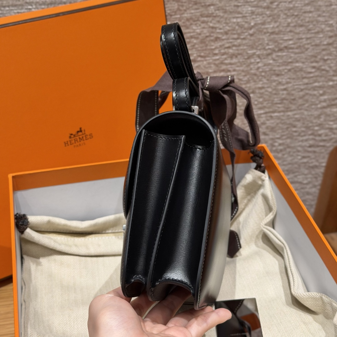 高仿Hermes*Constance19系列H080169BX89黑色牛皮銀扣純手工