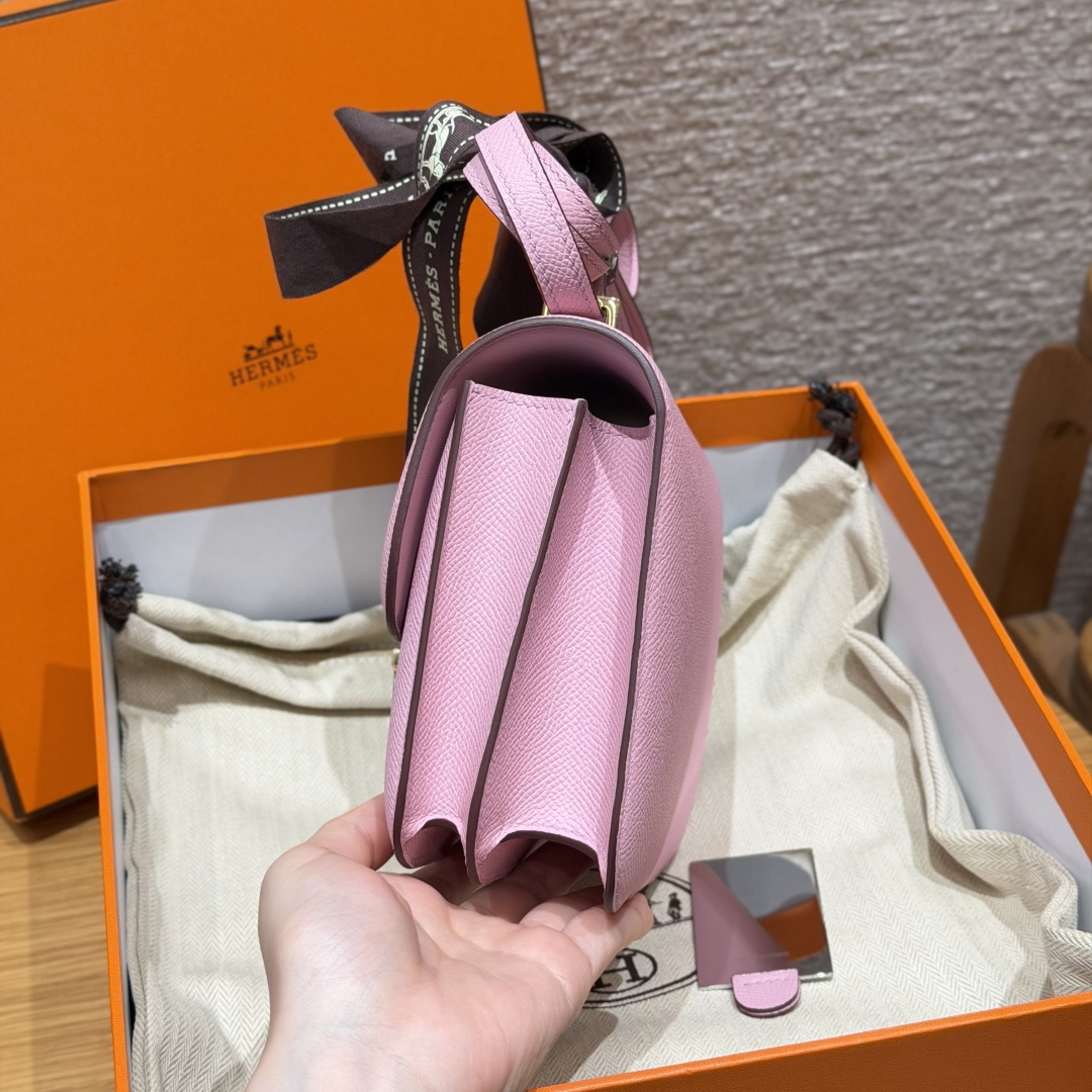 高仿Hermes*Constance19系列H080169EPX9錦葵紫牛皮金扣純手工