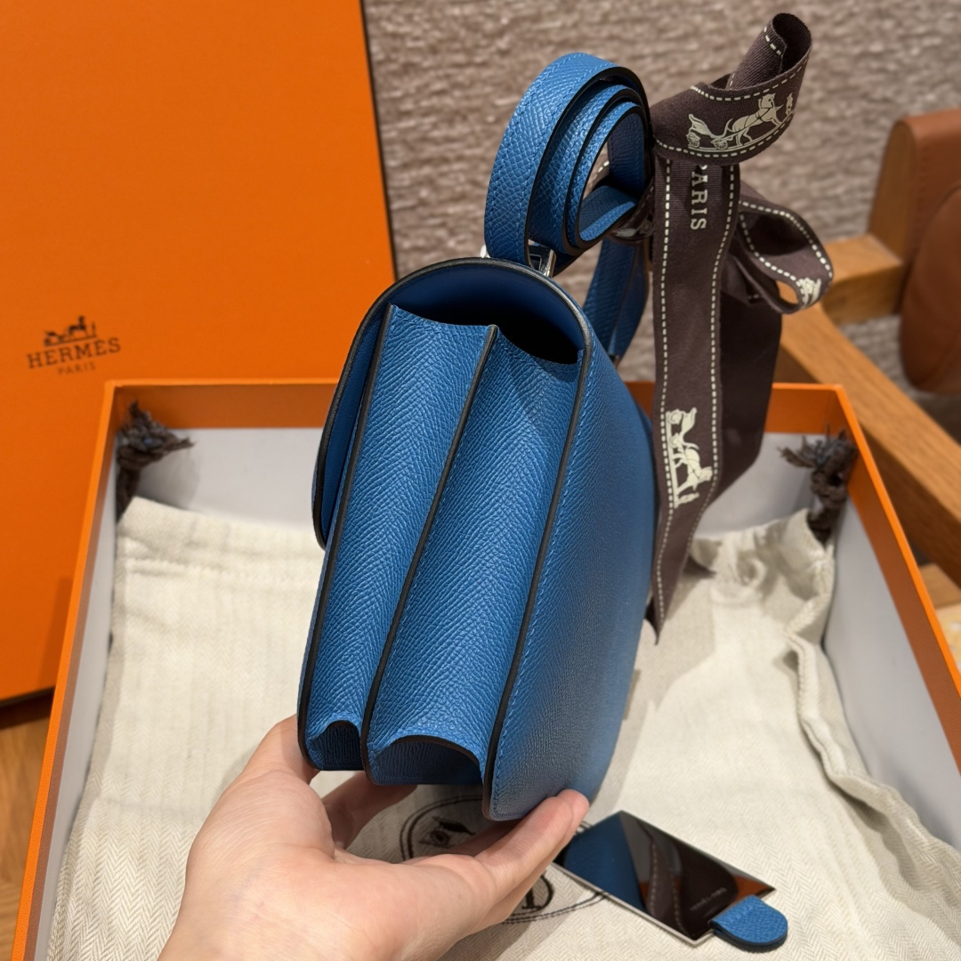 高仿Hermes*Constance19系列H080169EP71法國藍牛皮銀扣純手工