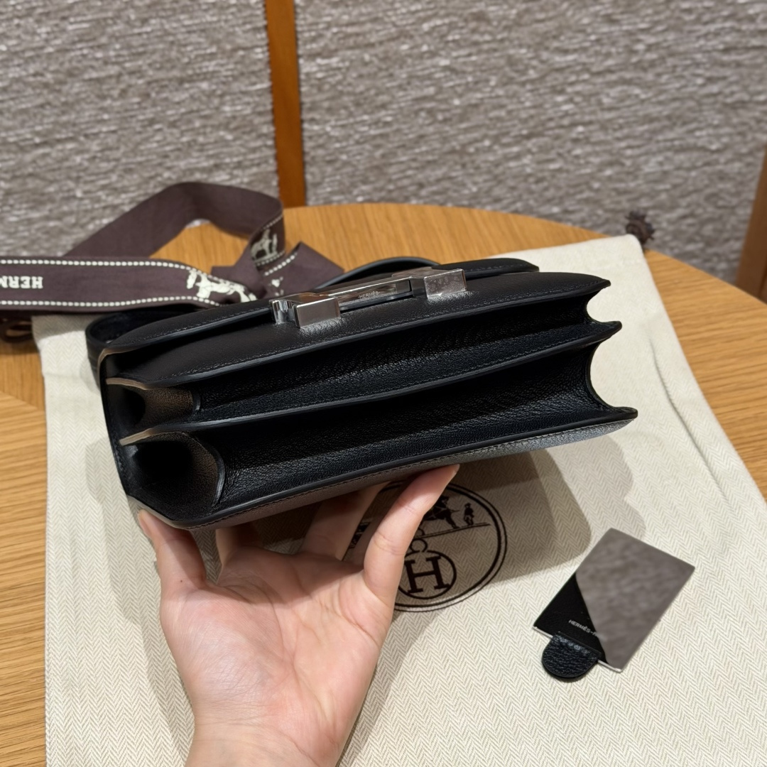 高仿Hermes*Constance19系列H080169CA89黑色山羊皮銀扣純手工