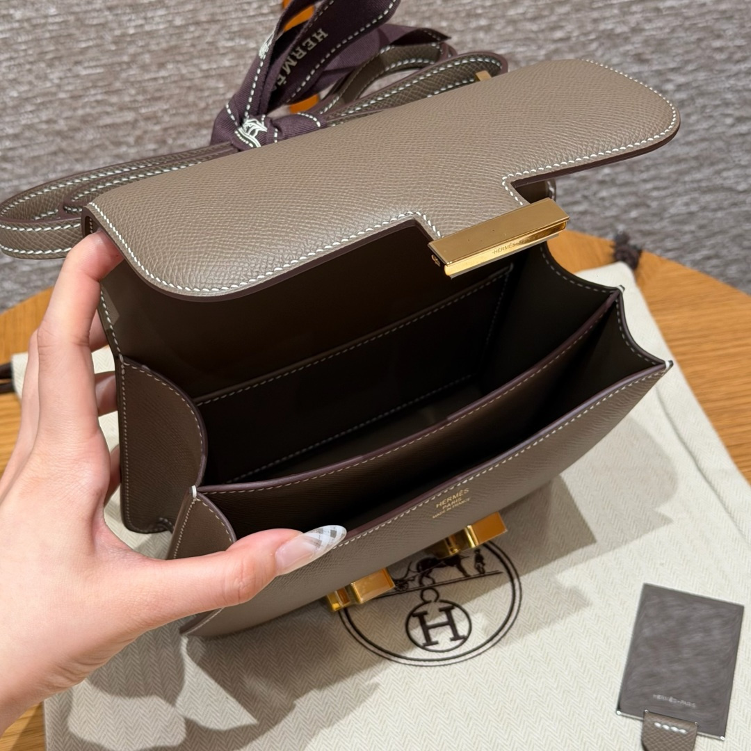 高仿Hermes*Constance19系列H080169EP18大象灰牛皮金扣純手工