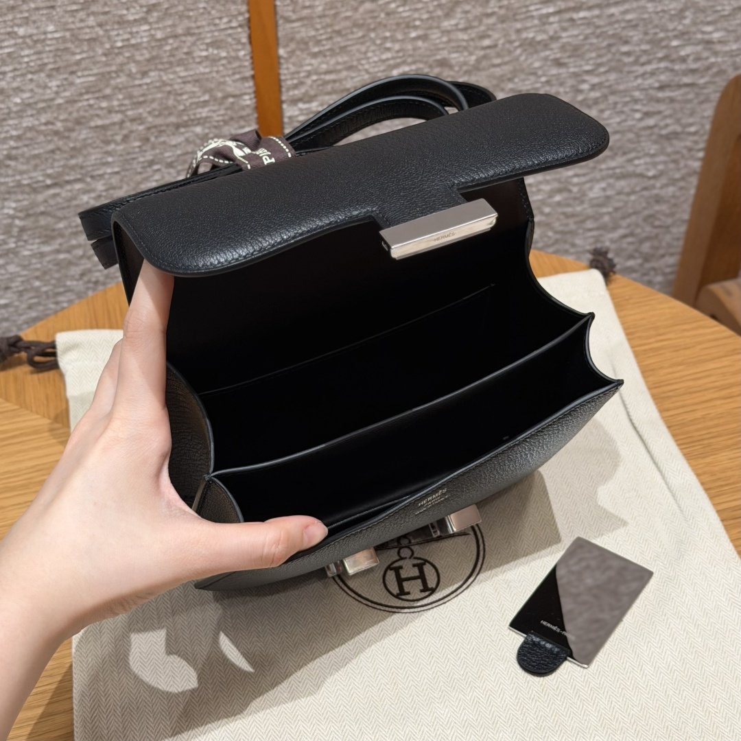 高仿Hermes*Constance19系列H080169CA89黑色山羊皮銀扣純手工