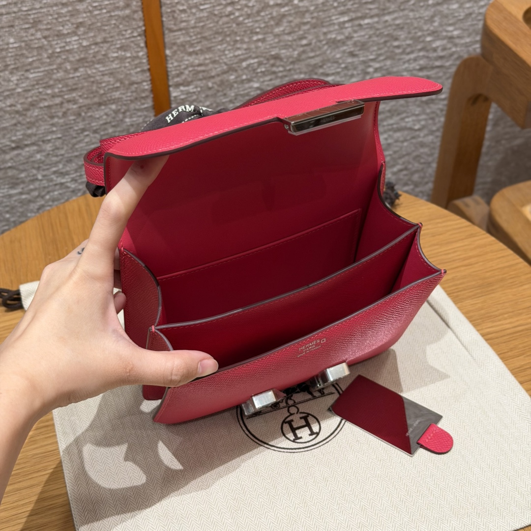 高仿Hermes*Constance19系列H080169EPI6極致粉牛皮銀扣純手工